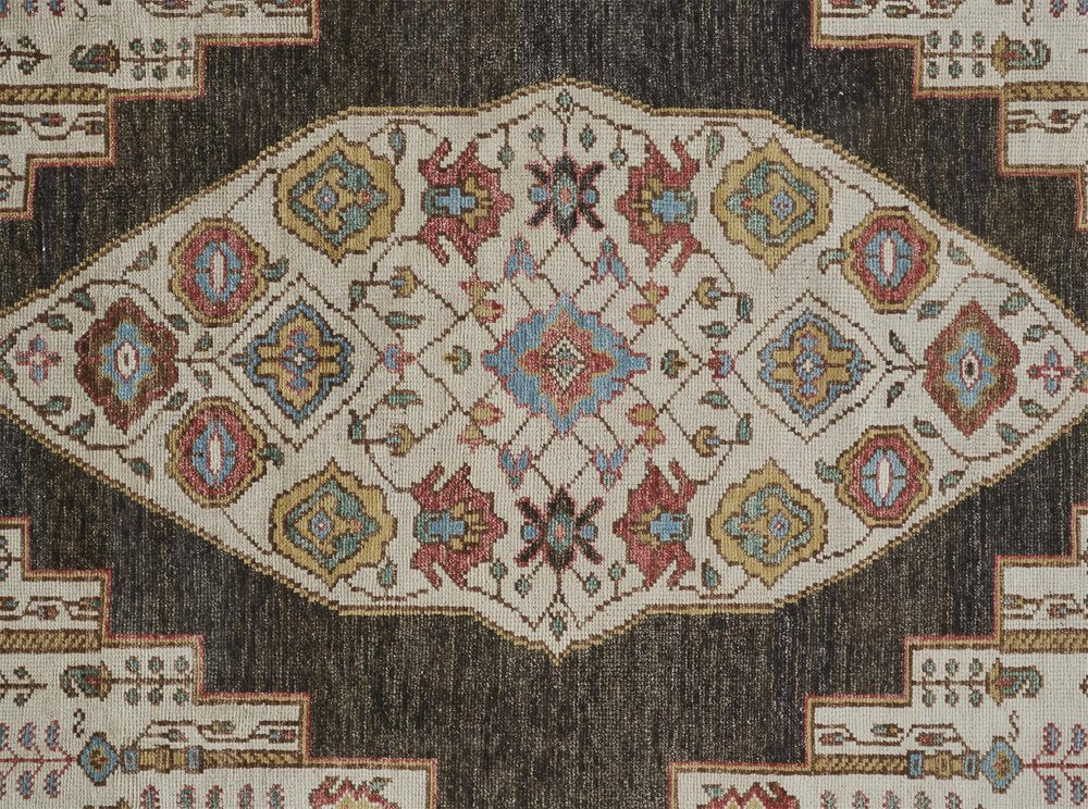 2' X 3' Green and Ivory Wool Floral Hand Knotted Distressed Area Rug With Fringe