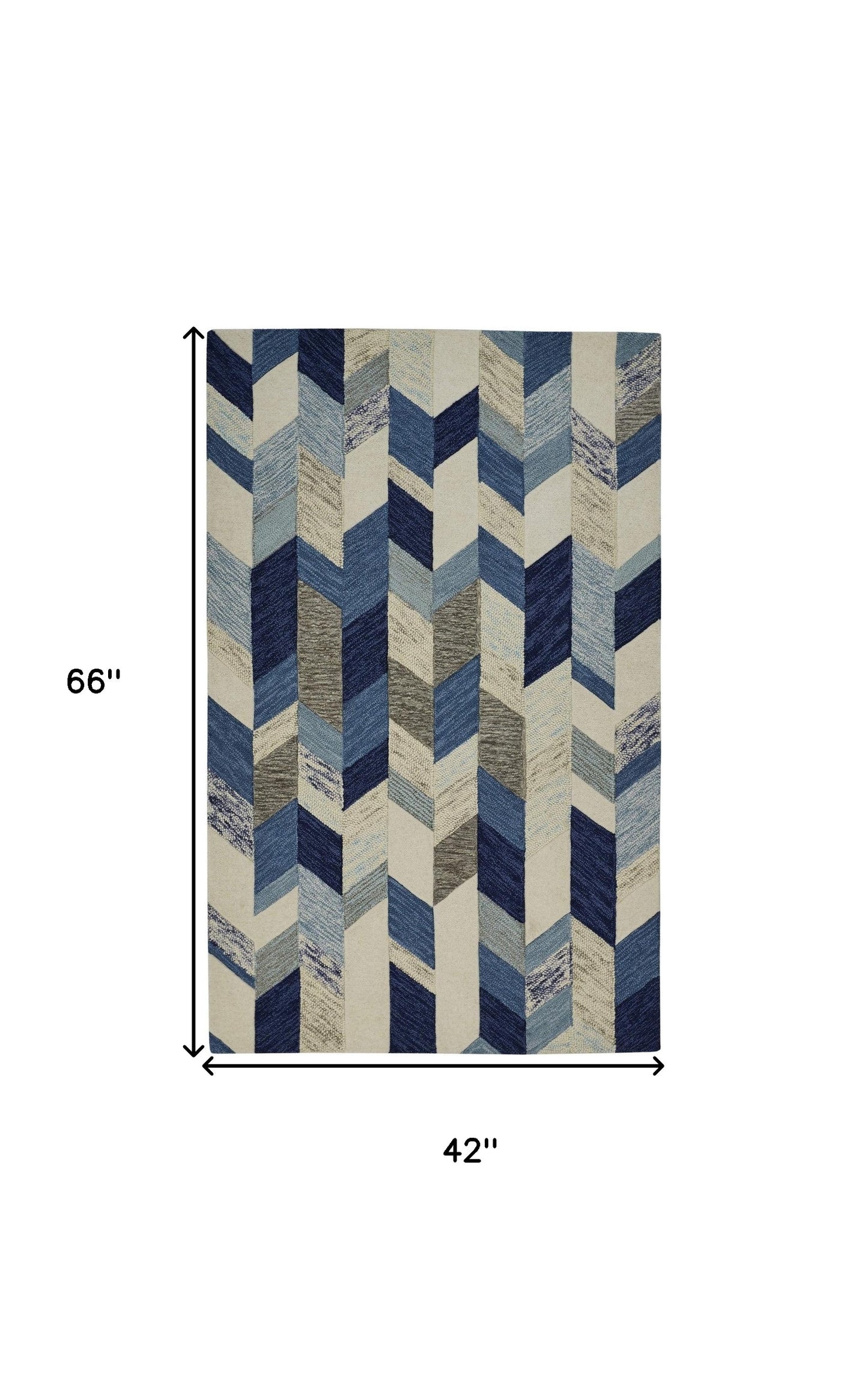 4' X 6' Blue Ivory And Gray Wool Geometric Tufted Handmade Area Rug