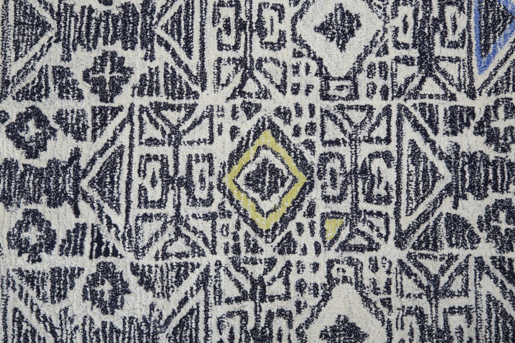 4' X 6' Gray Ivory And Black Wool Geometric Tufted Handmade Area Rug