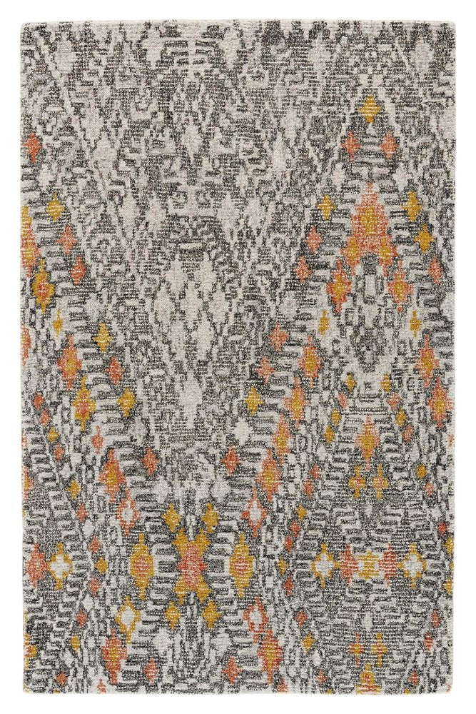 5' X 8' Gray and Ivory Wool Geometric Hand Tufted Area Rug