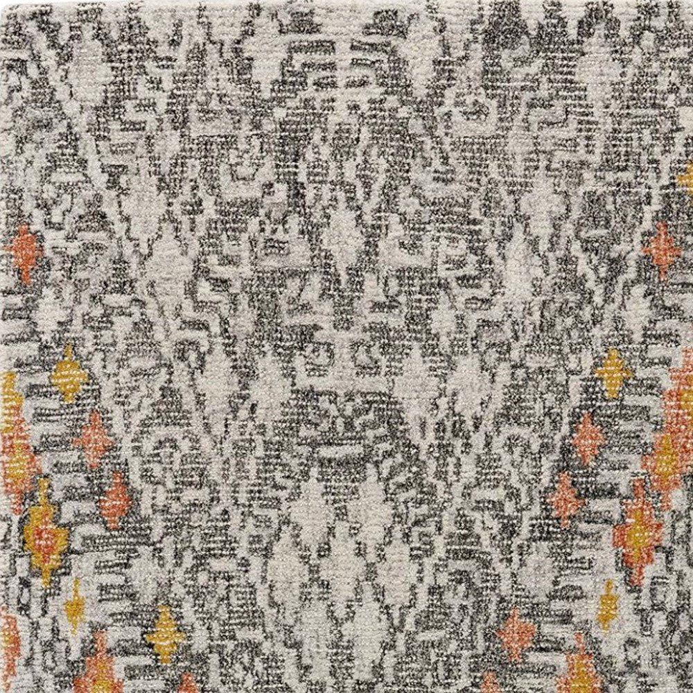 5' X 8' Gray and Ivory Wool Geometric Hand Tufted Area Rug