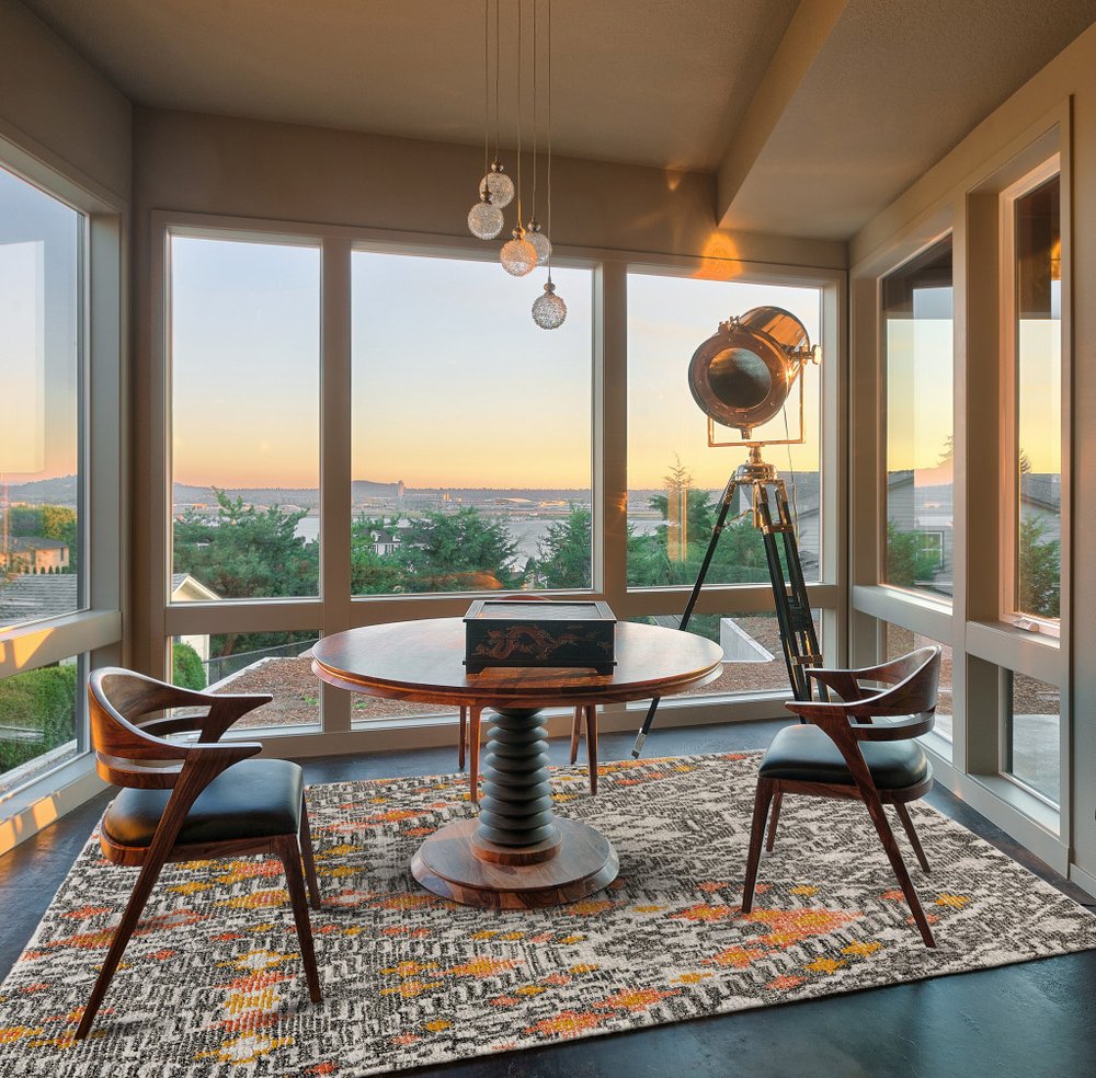 5' X 8' Gray and Ivory Wool Geometric Hand Tufted Area Rug