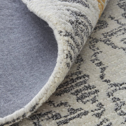 5' X 8' Gray and Ivory Wool Geometric Hand Tufted Area Rug