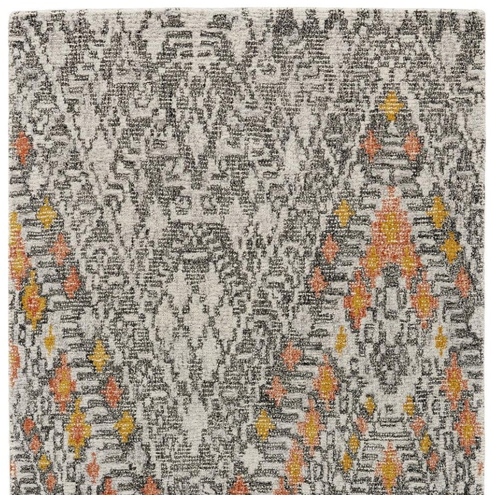 5' X 8' Gray and Ivory Wool Geometric Hand Tufted Area Rug