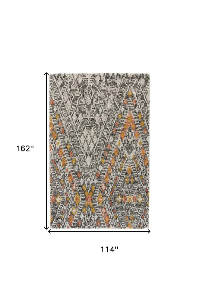 5' X 8' Gray and Ivory Wool Geometric Hand Tufted Area Rug