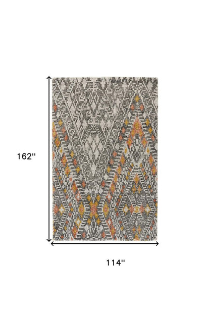 5' X 8' Gray and Ivory Wool Geometric Hand Tufted Area Rug