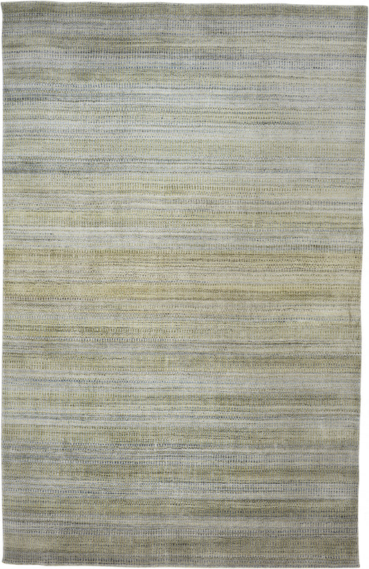 5' X 8' Green Blue And Tan Ombre Hand Woven Area Rug