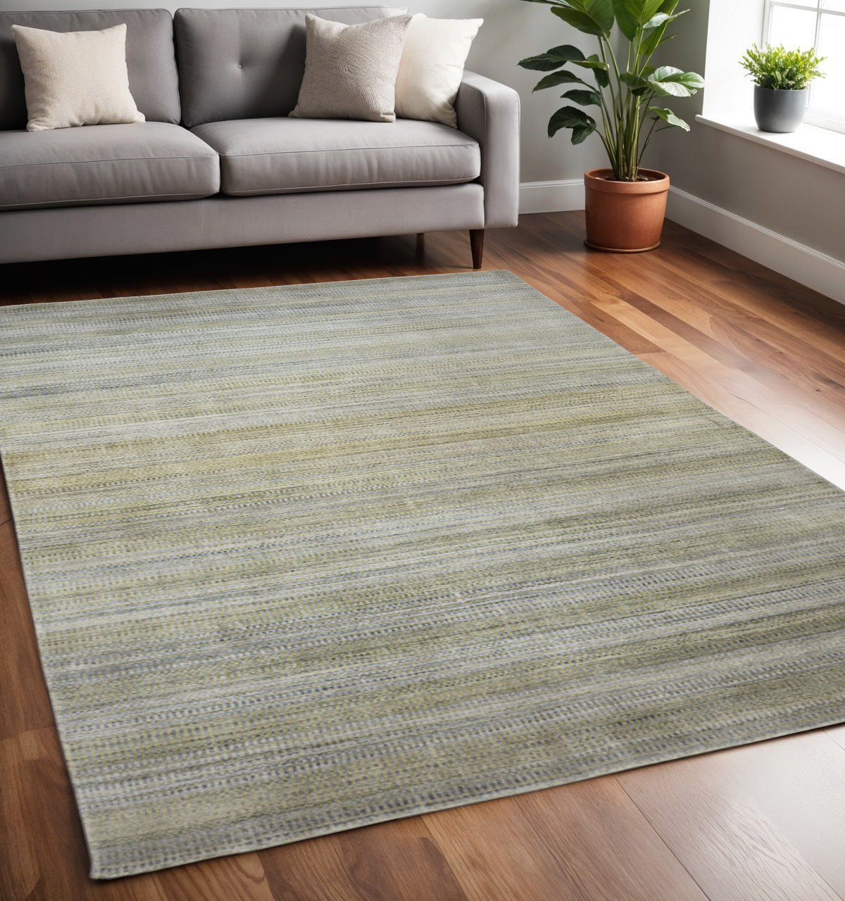 5' X 8' Blue and Green Ombre Hand Woven Area Rug