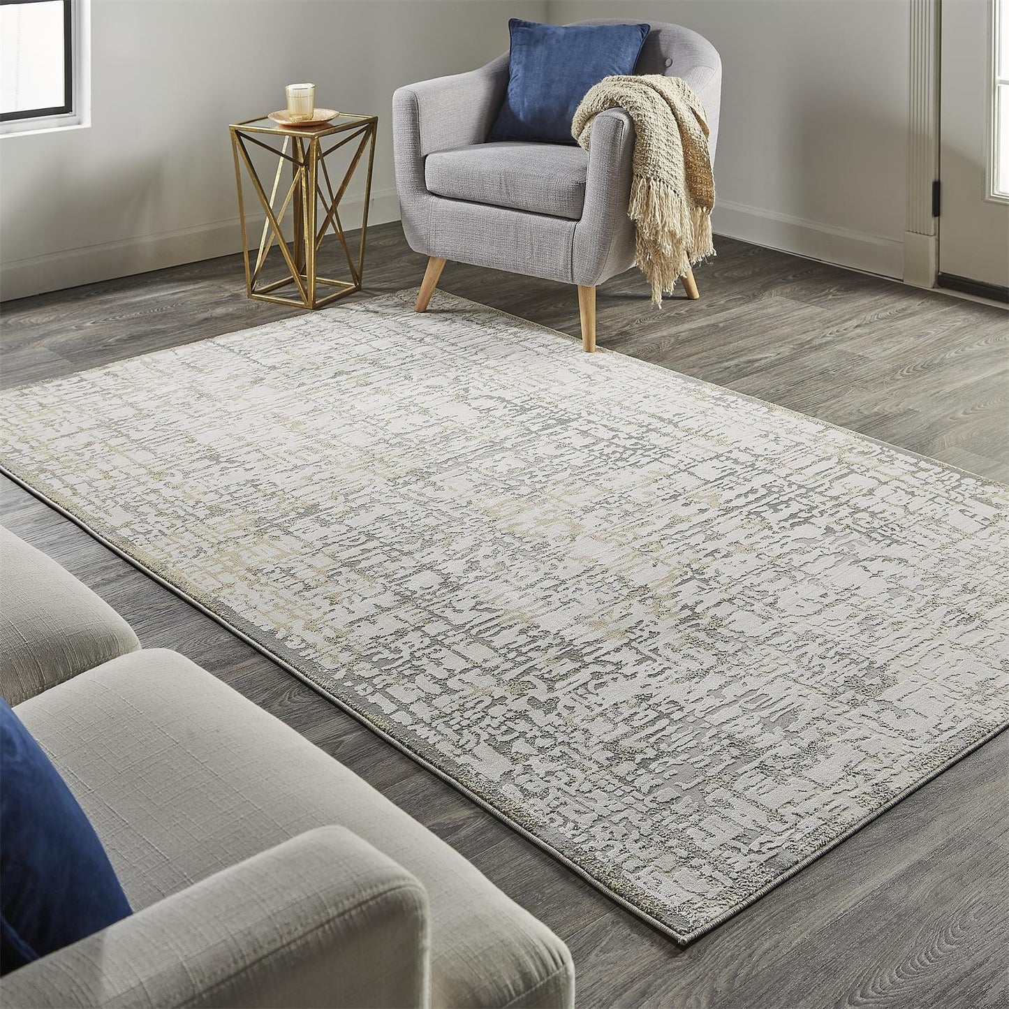 8' X 11' Blue And Gray Ombre Hand Woven Area Rug