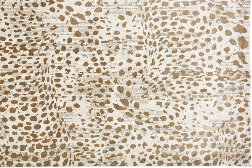 5' X 8' Brown And Ivory Abstract Stain Resistant Area Rug