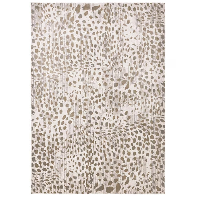 5' X 8' Brown And Ivory Abstract Stain Resistant Area Rug