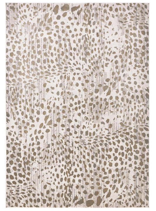 12' X 15' Brown And Ivory Abstract Stain Resistant Area Rug