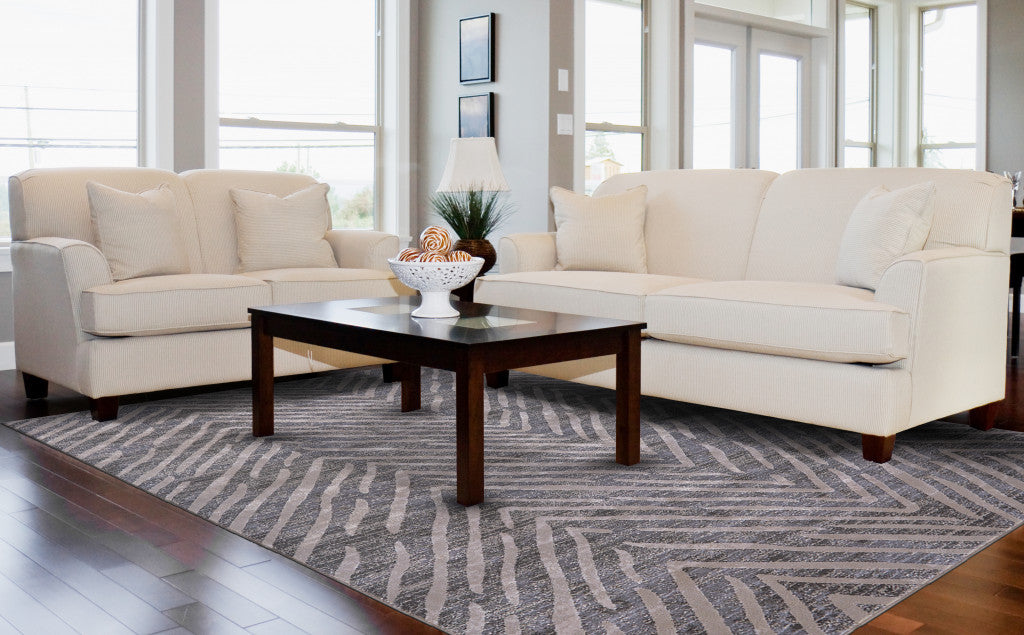 5' X 8' Gray Abstract Area Rug