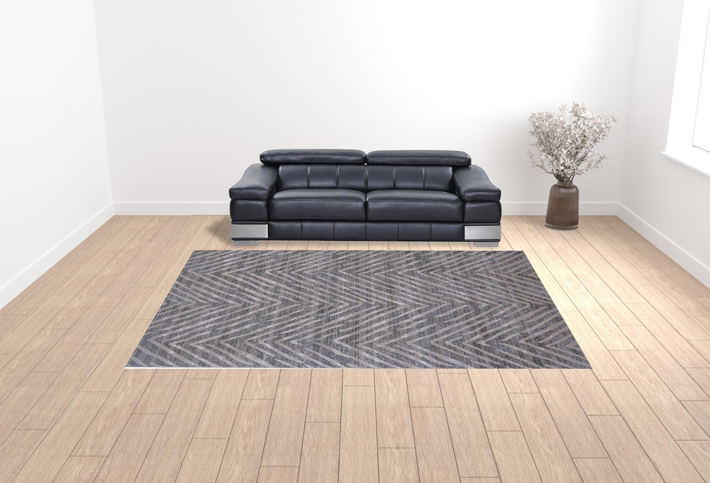 5' X 8' Gray Abstract Stain Resistant Area Rug