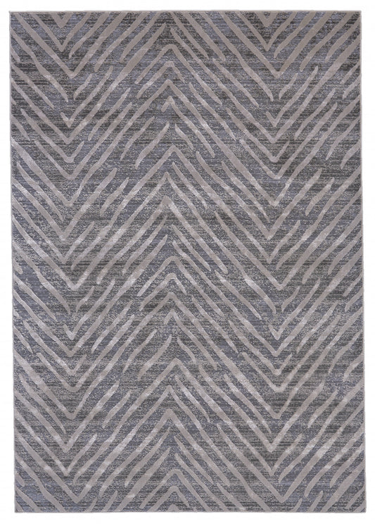 8' X 11' Gray Abstract Stain Resistant Area Rug