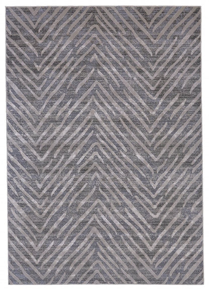 12' X 15' Gray And Silver Abstract Area Rug