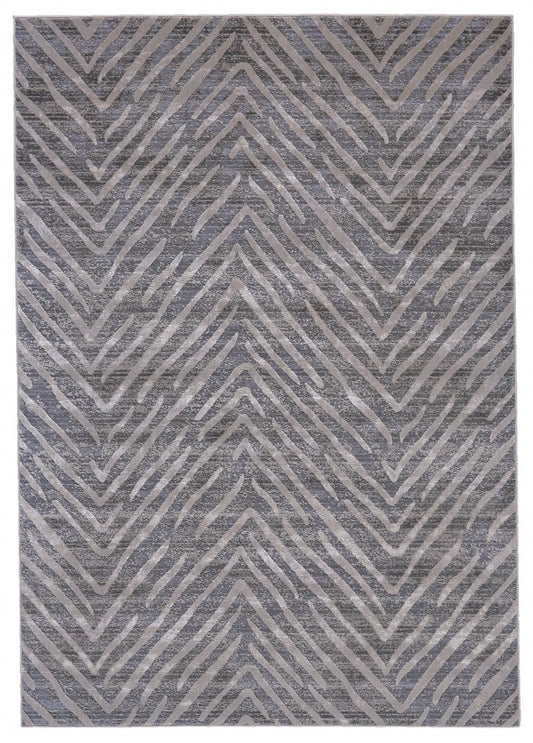 12' X 15' Gray And Silver Abstract Area Rug
