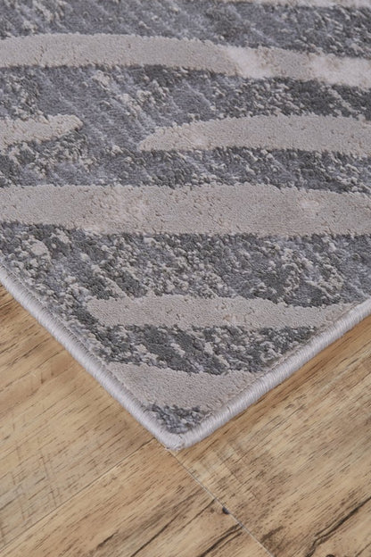 12' X 15' Gray And Silver Abstract Area Rug