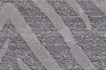 12' X 15' Gray And Silver Abstract Area Rug