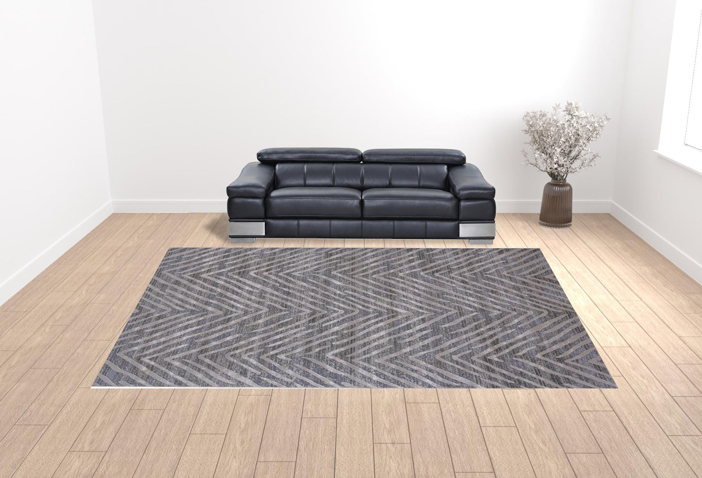 5' X 8' Gray Abstract Stain Resistant Area Rug