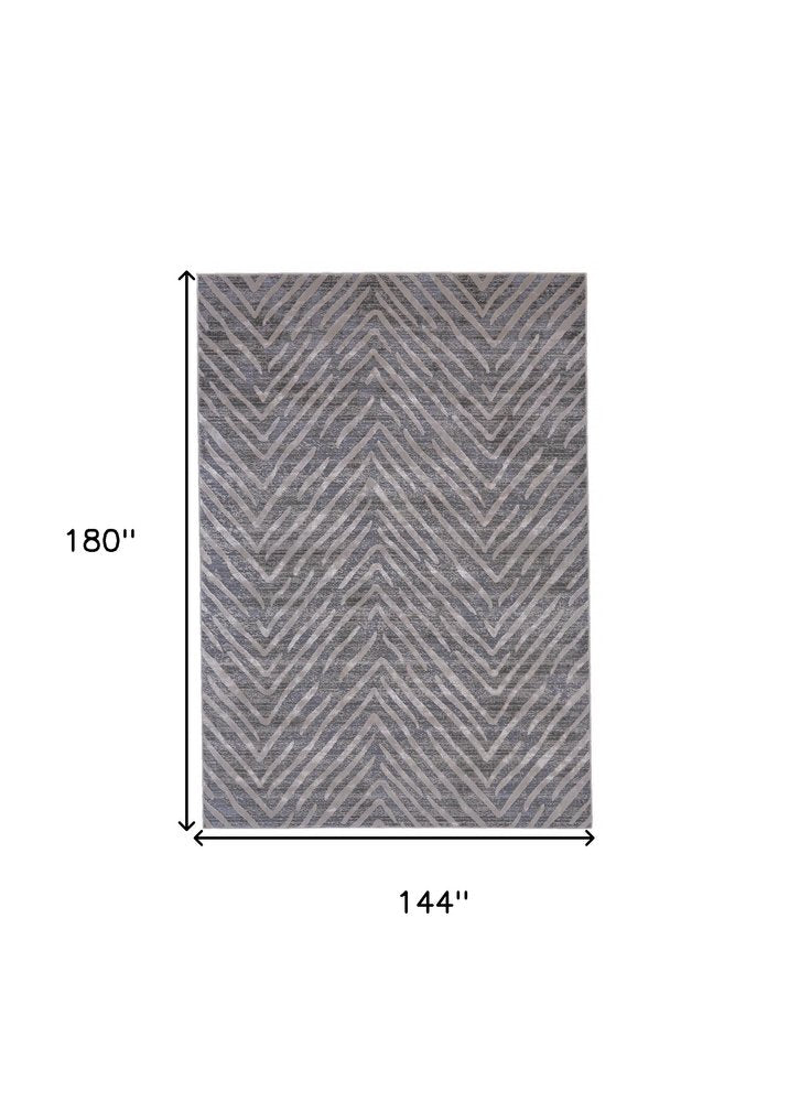 12' X 15' Gray And Silver Abstract Area Rug