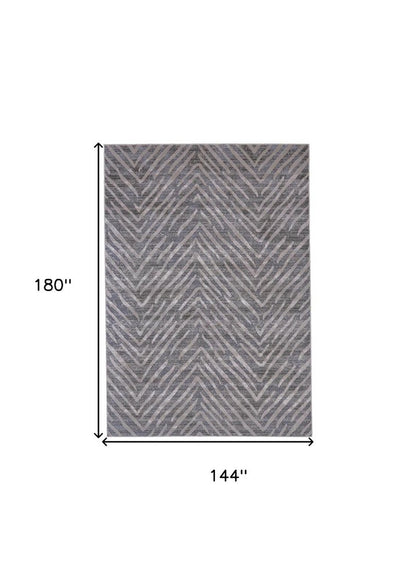 12' X 15' Gray And Silver Abstract Area Rug