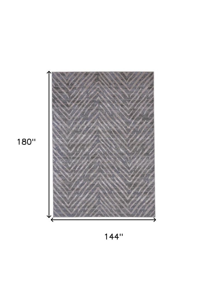 12' X 15' Gray And Silver Abstract Area Rug
