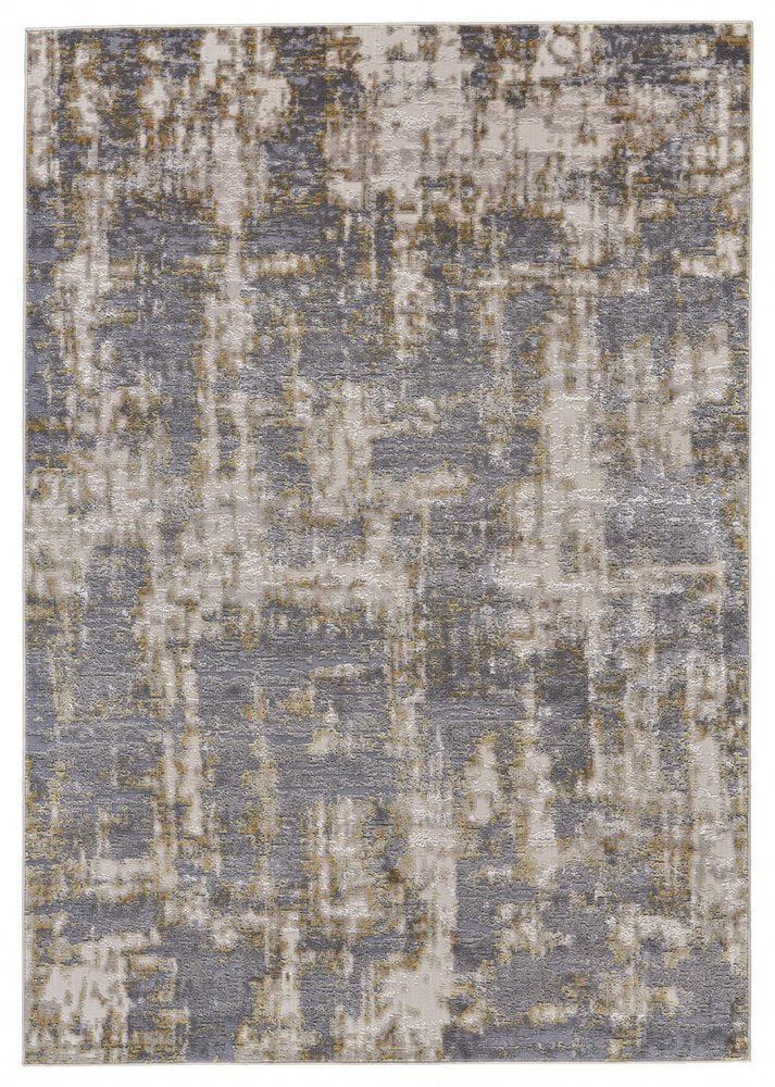 5' X 8' Gray And Gold Abstract Area Rug