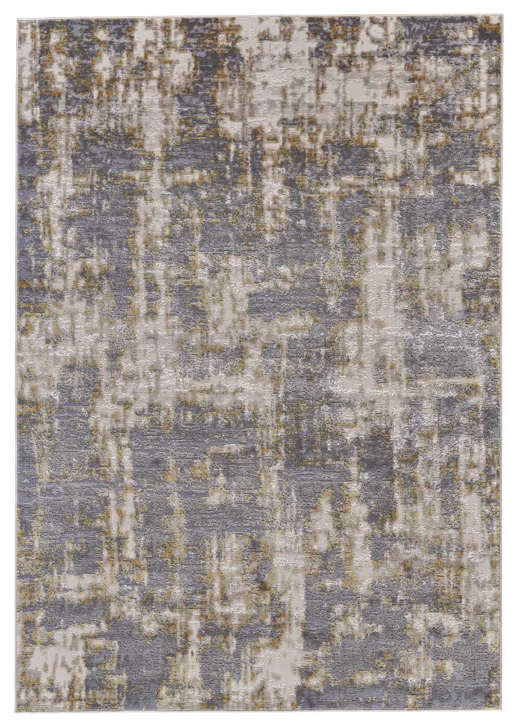 5' X 8' Gray And Gold Abstract Stain Resistant Area Rug