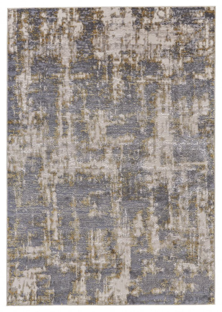 5' X 8' Gray And Gold Abstract Area Rug