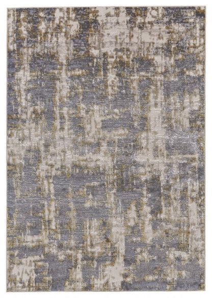 5' X 8' Gray And Gold Abstract Area Rug