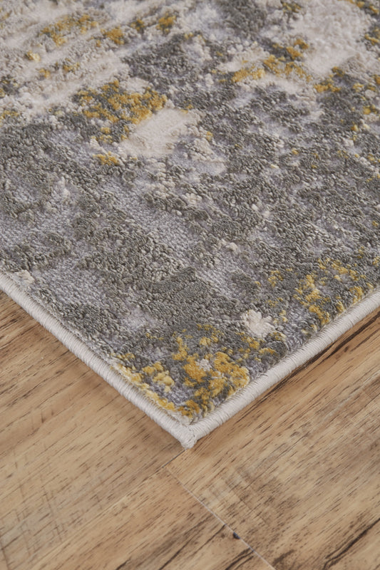 5' X 8' Gray And Gold Abstract Stain Resistant Area Rug