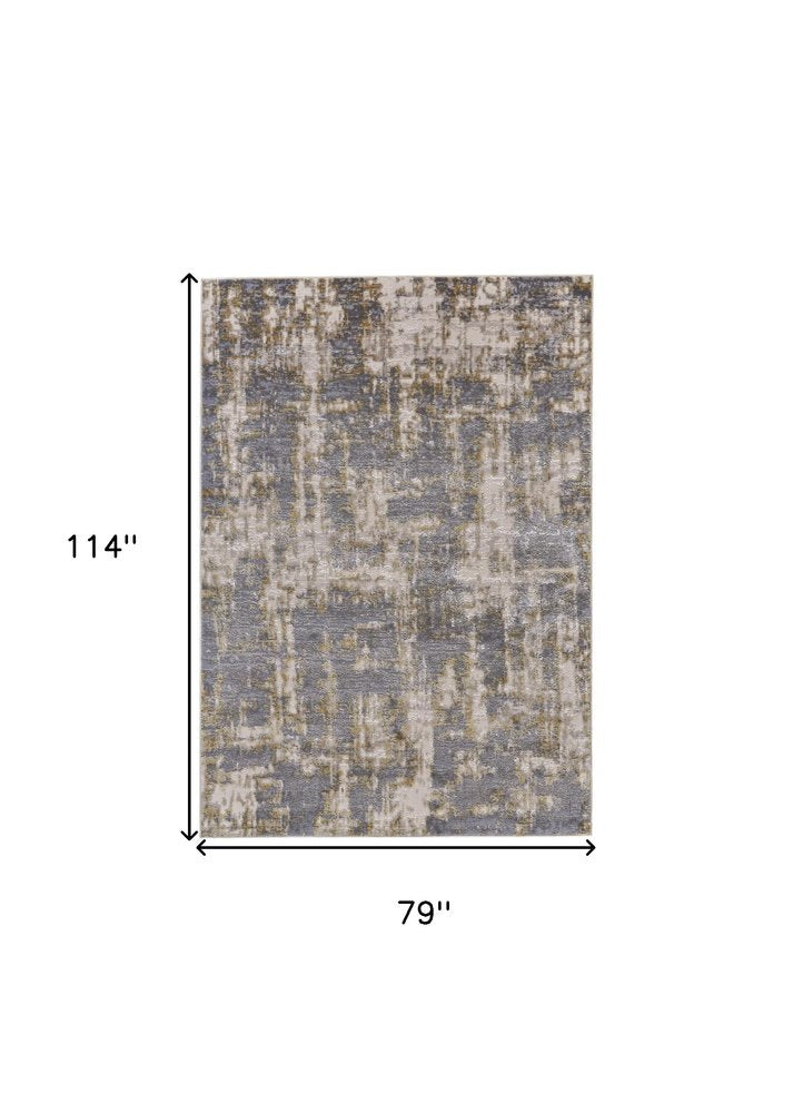 5' X 8' Gray And Gold Abstract Area Rug