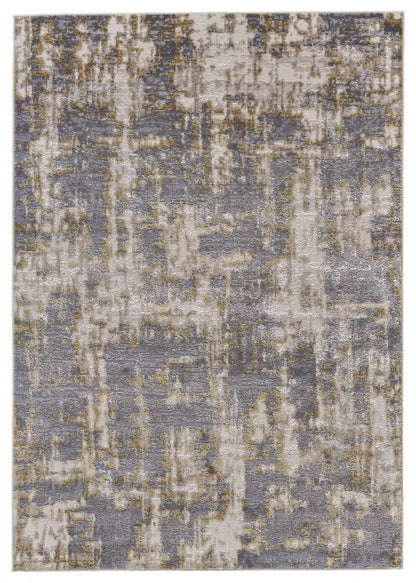 5' X 8' Gray And Gold Abstract Area Rug