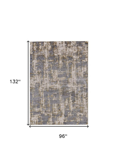 5' X 8' Gray And Gold Abstract Area Rug