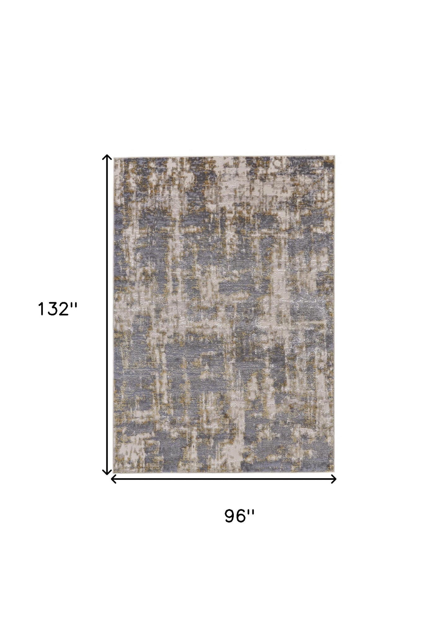 5' X 8' Gray And Gold Abstract Stain Resistant Area Rug