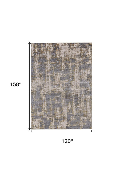 5' X 8' Gray And Gold Abstract Area Rug
