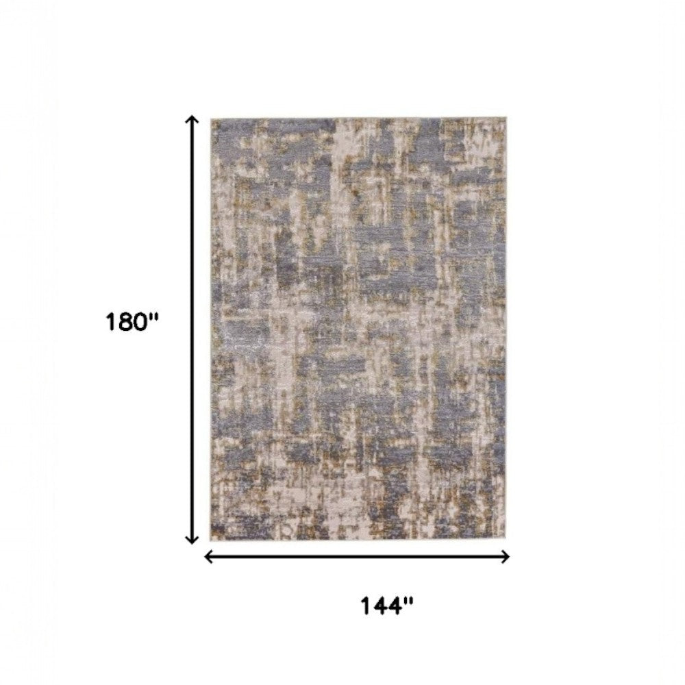 5' X 8' Gray And Gold Abstract Stain Resistant Area Rug