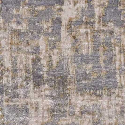 12' X 15' Gray And Gold Abstract Area Rug