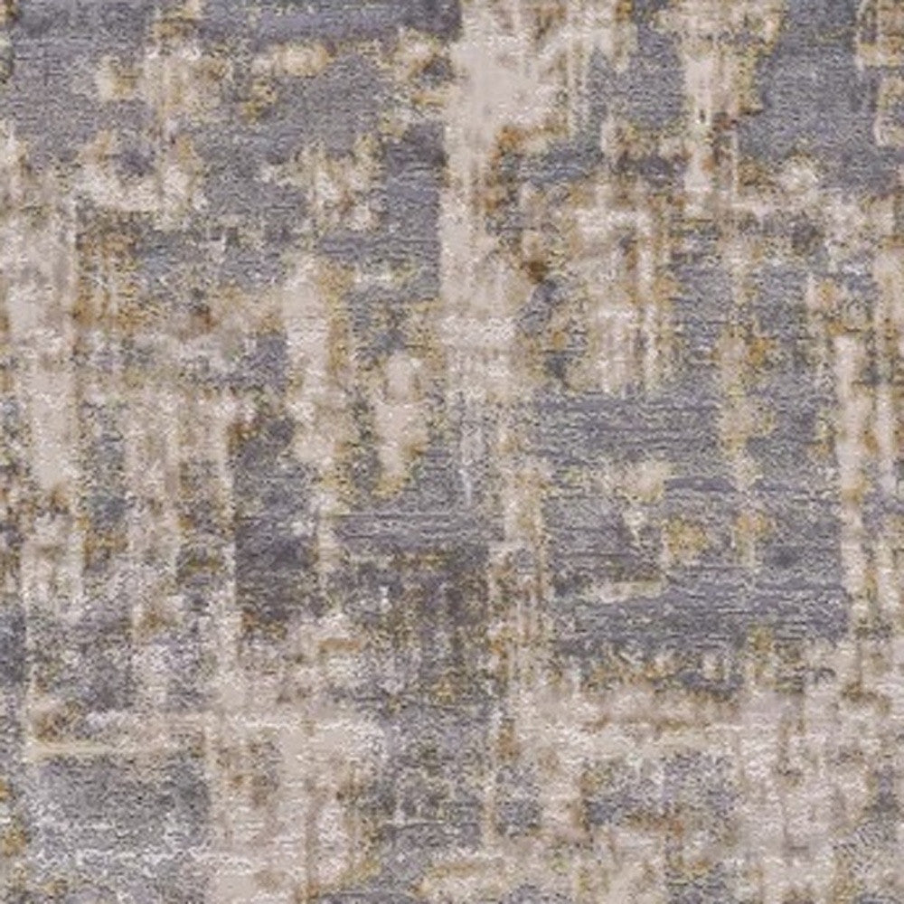 5' X 8' Gray And Gold Abstract Stain Resistant Area Rug