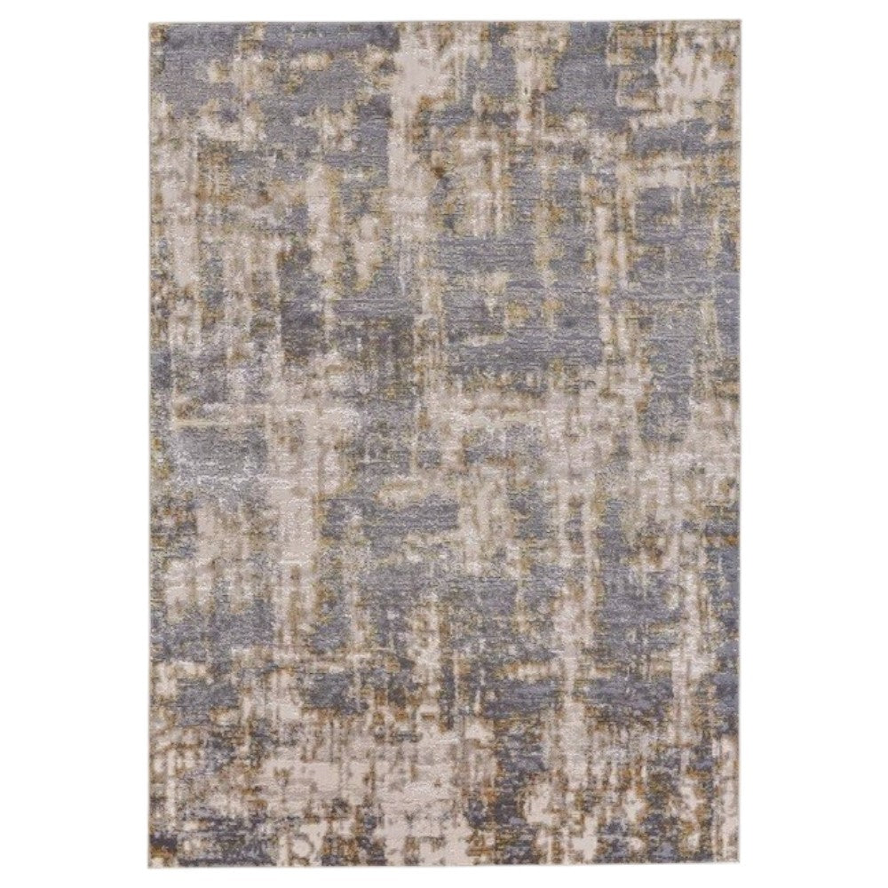 5' X 8' Gray And Gold Abstract Stain Resistant Area Rug