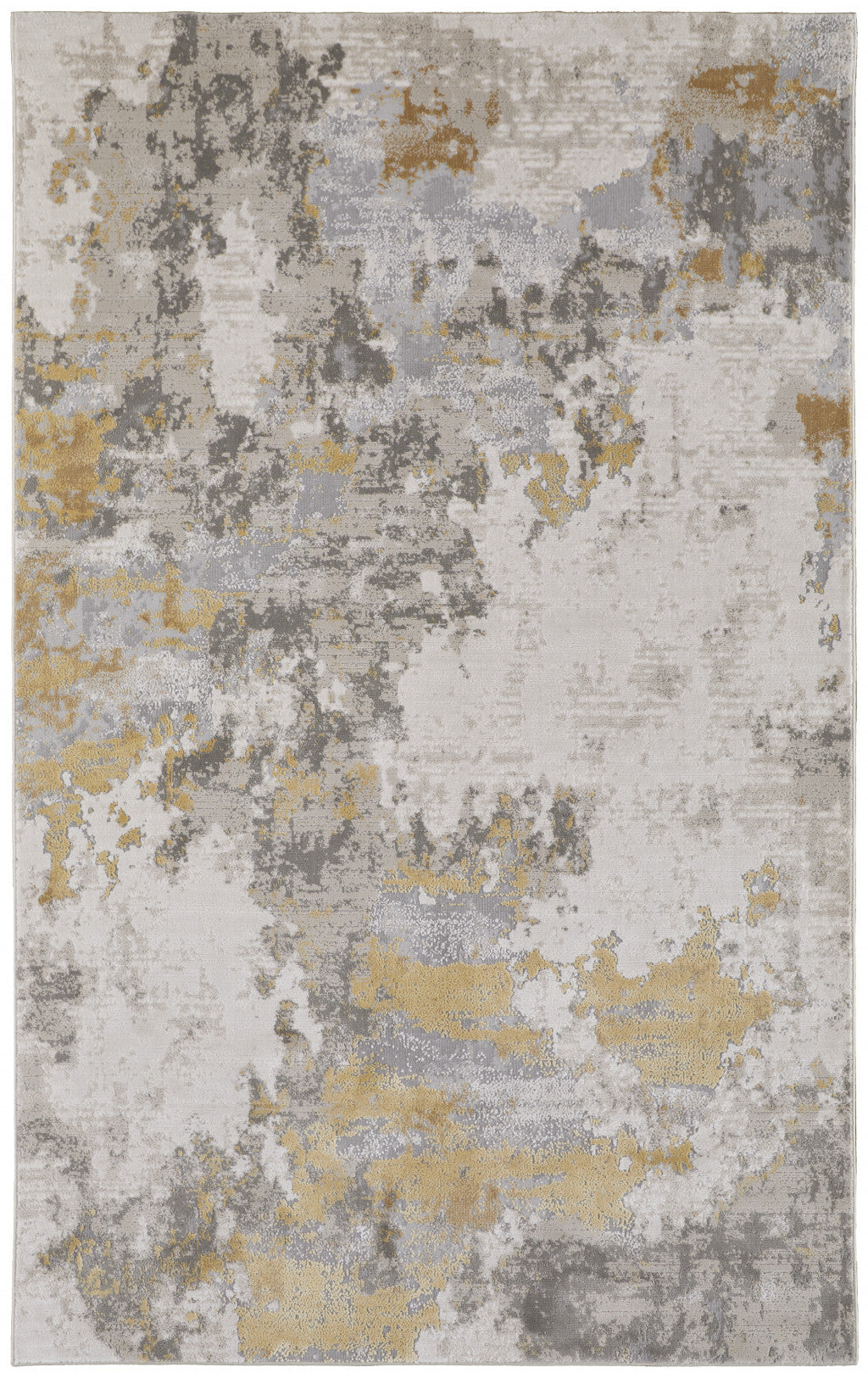 8' X 11' Ivory Gold And Gray Abstract Stain Resistant Area Rug