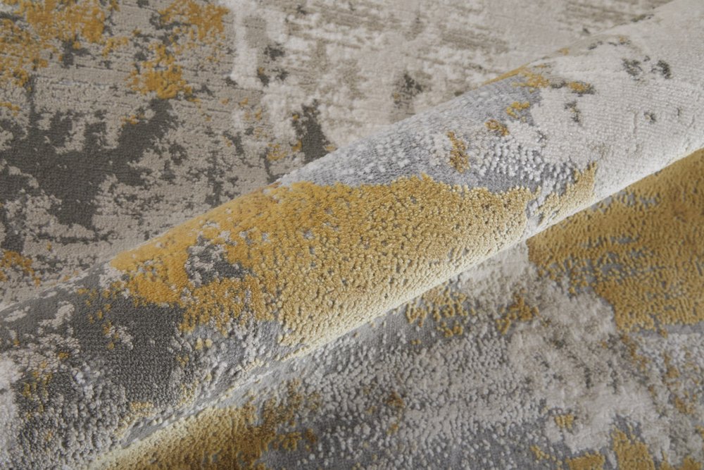 2' X 3' Ivory Gray And Gold Abstract Area Rug