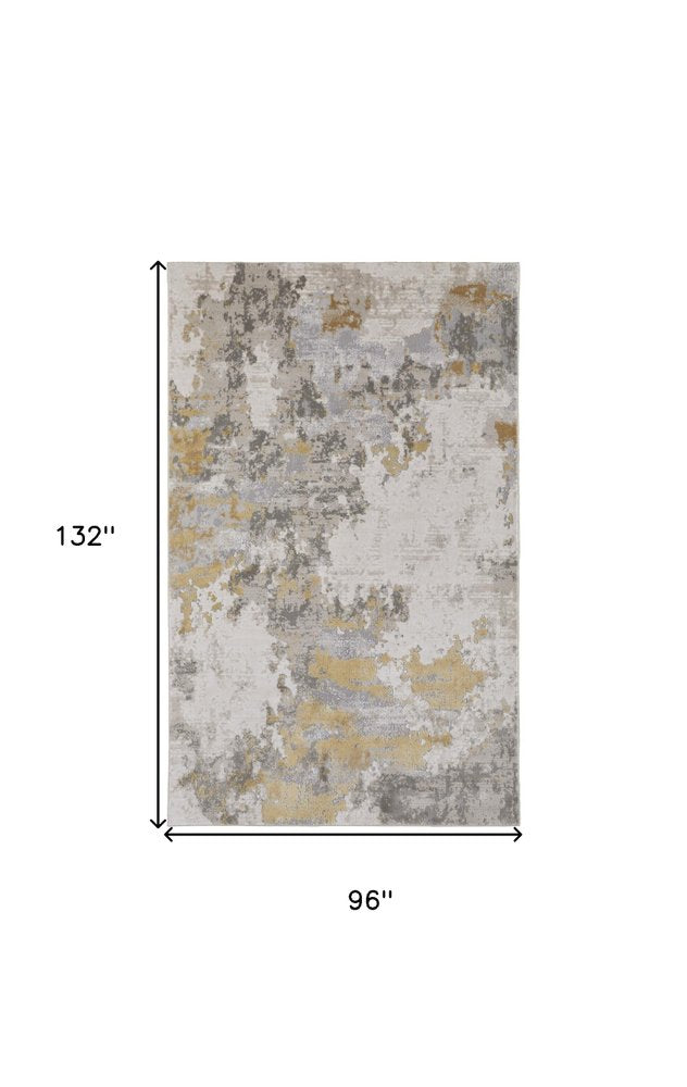 2' X 3' Ivory Gray And Gold Abstract Area Rug