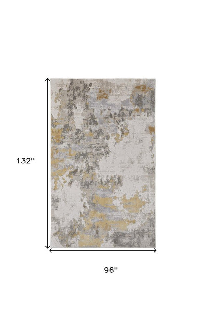2' X 3' Ivory Gray And Gold Abstract Area Rug