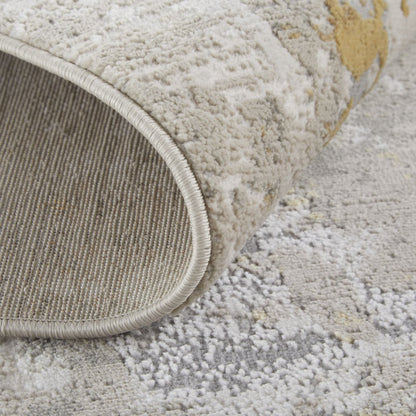 2' X 3' Ivory Gray And Gold Abstract Area Rug