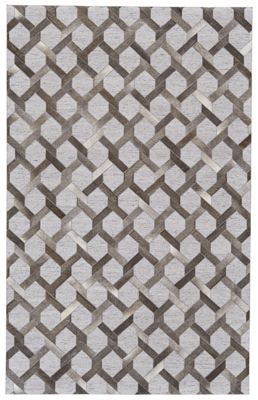 5' X 8' Gray Taupe And Silver Geometric Hand Woven Area Rug