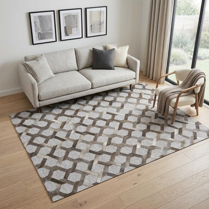5' X 8' Gray Geometric Hand Woven Area Rug