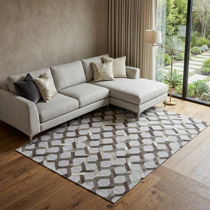 5' X 8' Gray Geometric Hand Woven Area Rug