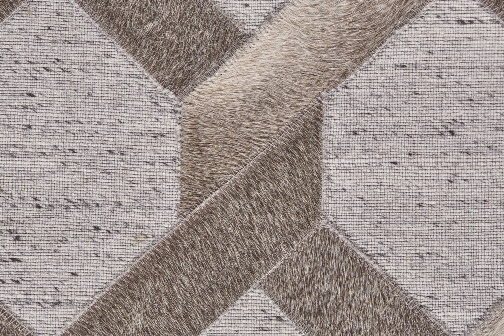 10' X 13' Gray Taupe And Silver Geometric Hand Woven Area Rug